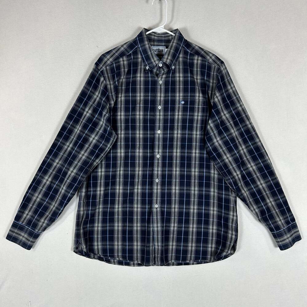 Southern Tide Classic Fit Long Sleeve Button Up Shirt Mens Large Blue Plaid Top